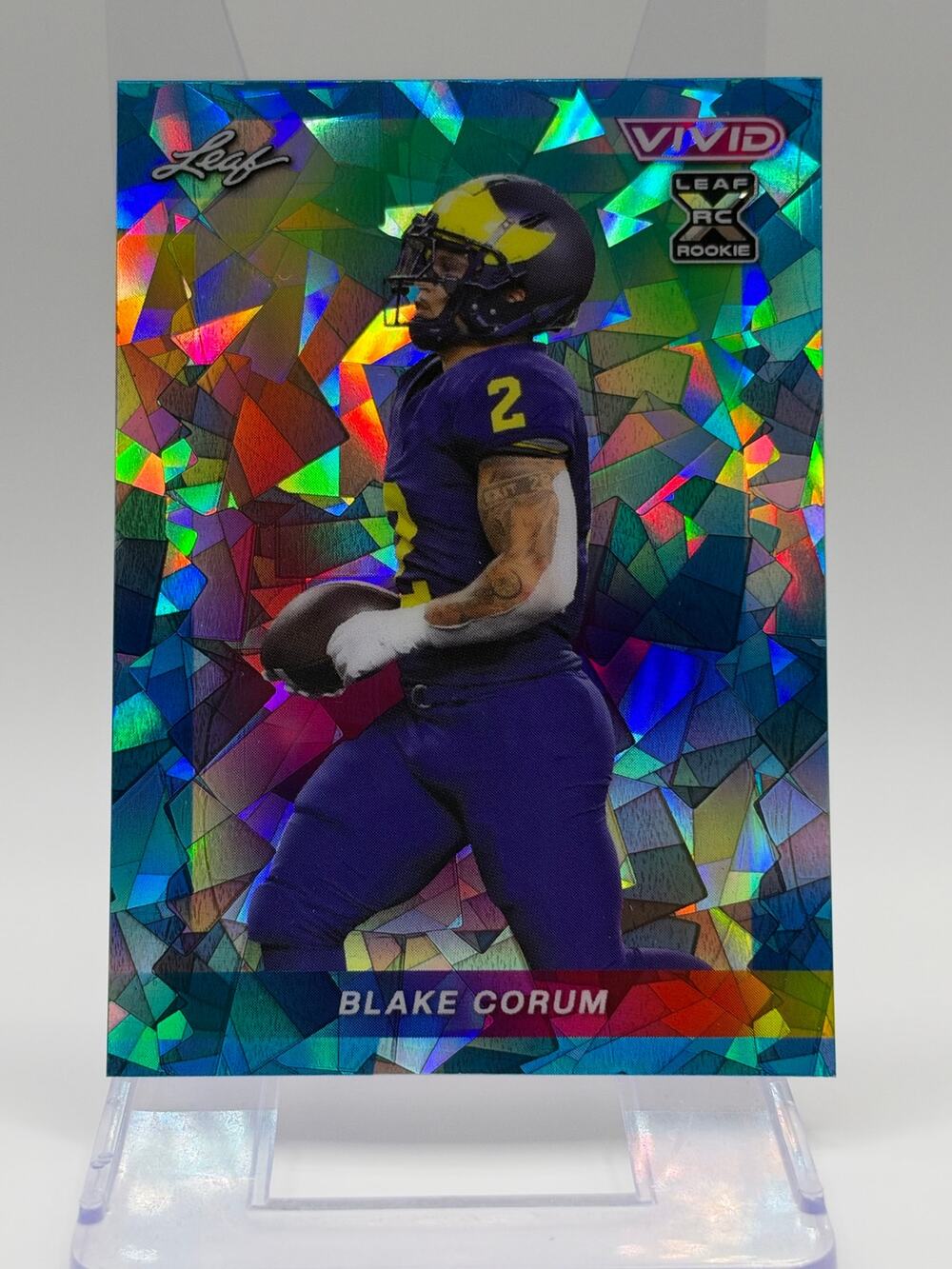 2024 Leaf Vivid Blake Corum Rookie Blue Crystal Refractor 1/1 SSP Michigan Rams